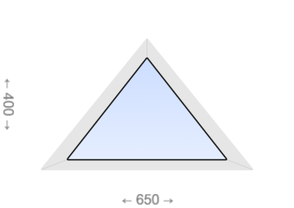 Глухое равнобедренное треугольное ПВХ окно 650x400 Ortex