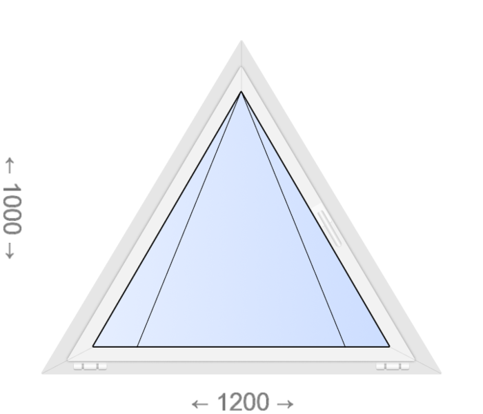 Откидное равнобедренное треугольное ПВХ окно 1200x1000 Aluplast